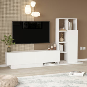 Σύνθετο σαλονιού Damon pakoworld σε λευκή απόχρωση 211.2x29.5x123.6εκ