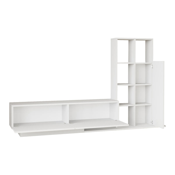 Σύνθετο σαλονιού Damon pakoworld σε λευκή απόχρωση 211.2x29.5x123.6εκ