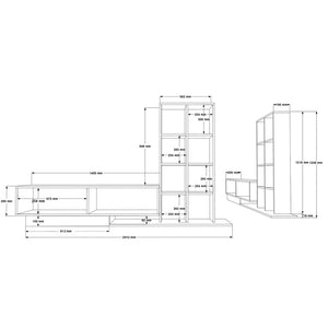Σύνθετο σαλονιού Damon pakoworld σε λευκή απόχρωση 211.2x29.5x123.6εκ