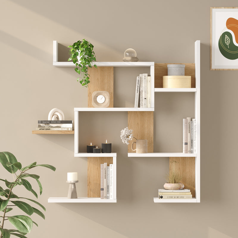 Ραφιέρα τοίχου Maze pakoworld λευκό με oak 93