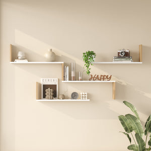 Ραφιέρα τοίχου Flear pakoworld λευκό με oak 179x14