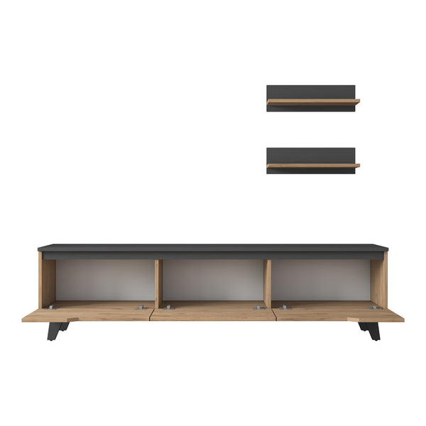 Σύνθετο σαλονιού Kasia pakoworld oak-ανθρακί 180x35x48