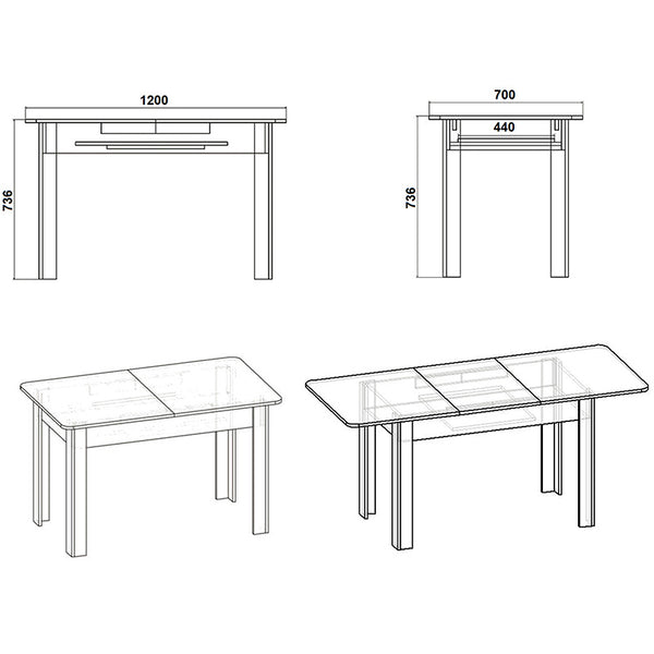 Τραπέζι Quiin pakoworld επεκτεινόμενο sonoma 120-164x70x73.5εκ