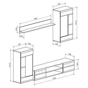 Σύνθετο σαλονιού Saleto pakoworld λευκό 230.2x39.6x202.4εκ