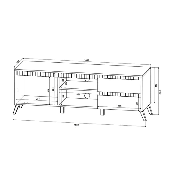 Έπιπλο τηλεόρασης Belka pakoworld κρεμ με oak 155x45x53