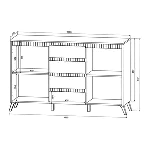 Μπουφές Belka pakoworld κρεμ με oak 155x45x93
