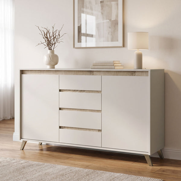 Μπουφές Belka pakoworld κρεμ με oak 155x45x93