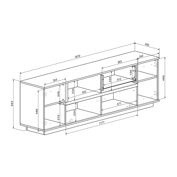 Σύνθετο σαλονιού Norda pakoworld κρεμ με oak 187x40x58