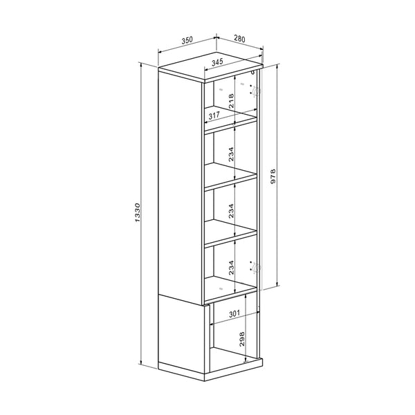 Σύνθετο σαλονιού Norda pakoworld κρεμ με oak 187x40x58