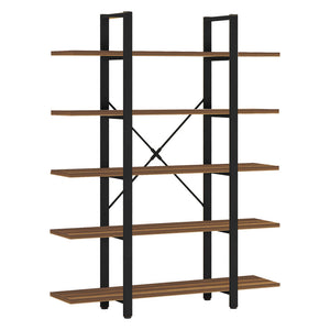 Βιβλιοθήκη Esthon pakoworld καρυδί-μαύρο μέταλλο 120x32x184εκ