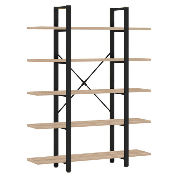 Βιβλιοθήκη Esthon pakoworld φυσικό-μαύρο μέταλλο 120x32x184εκ