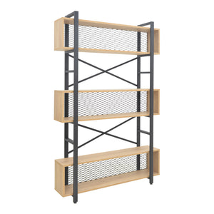Βιβλιοθήκη Fifer pakoworld σε oak-μαύρη απόχρωση 120x28x185εκ