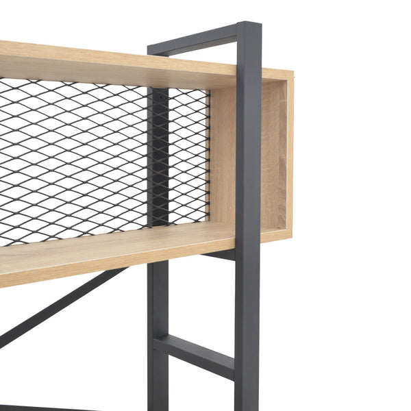 Βιβλιοθήκη Fifer pakoworld σε oak-μαύρη απόχρωση 120x28x185εκ