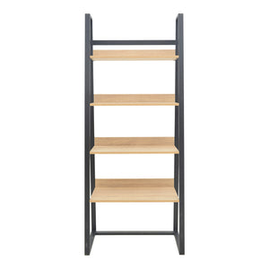 Βιβλιοθήκη Ryder pakoworld σε oak-μαύρη απόχρωση 75x36x185εκ