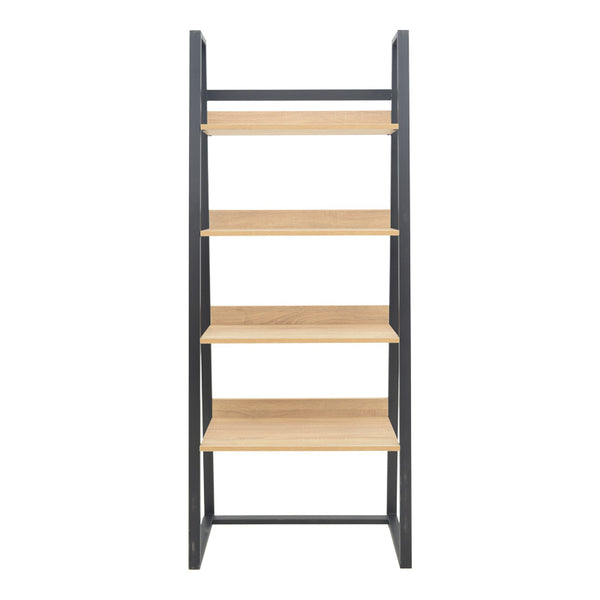 Βιβλιοθήκη Ryder pakoworld σε oak-μαύρη απόχρωση 75x36x185εκ