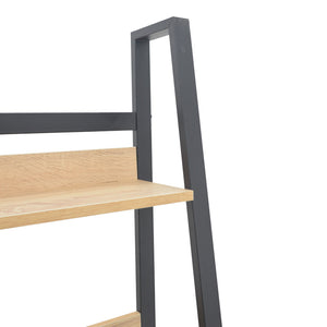 Βιβλιοθήκη Ryder pakoworld σε oak-μαύρη απόχρωση 75x36x185εκ