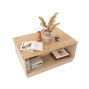 Τραπέζι Monik pakoworld σε oak-ανοιχτό γκρι απόχρωση 90x56x40εκ