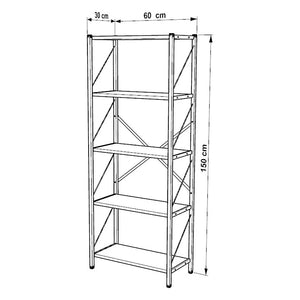 Βιβλιοθήκη Bimblem pakoworld καρυδί με μαύρο μέταλλο 60x30x150εκ