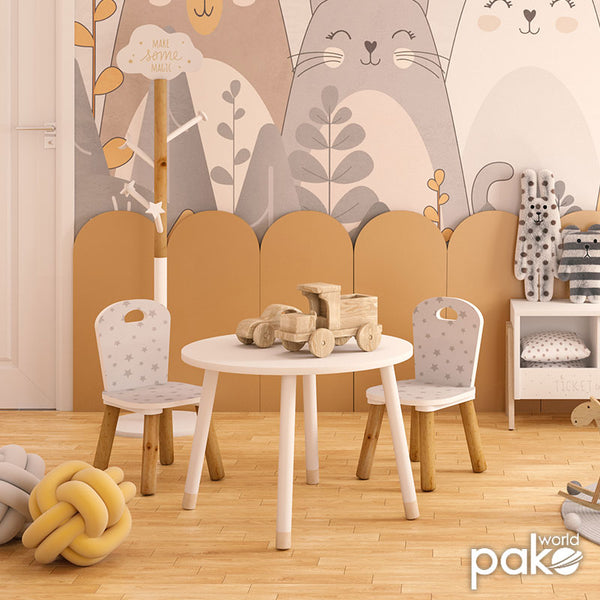 Παιδικό τραπεζάκι Playful pakoworld λευκό-φυσικό Φ60x43