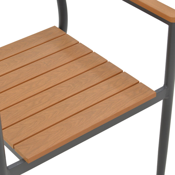 Τραπεζαρία Kliton-Vitality σετ 5τεμ pakoworld ανθρακί αλουμίνιο και plywood σε φυσική απόχρωση 80x80x74εκ