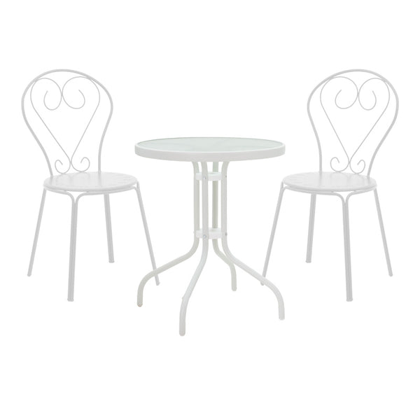 Τραπεζαρία Watson-Chari pakoworld σετ 3τεμ μέταλλο σε λευκή απόχρωση