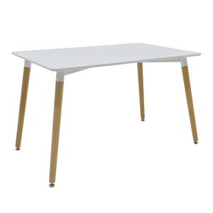 Τραπεζαρία Natali-Noor pakoworld σετ 5τεμ MDF λευκό-μπεζ-πόδια φυσικό 120x80x76εκ