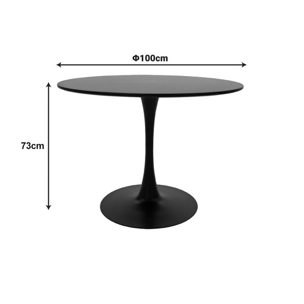 Τραπεζαρία Balou-Parker pakoworld σετ 5τεμ μαύρο Φ100x73εκ