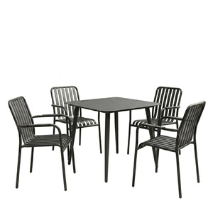 Τραπεζαρία Heven Vista pakoworld σετ 5τεμ μαύρο αλουμίνιο 80x80x72εκ