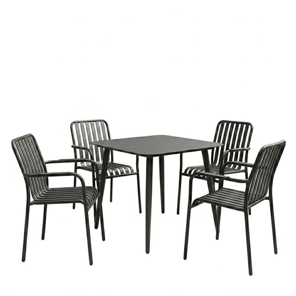 Τραπεζαρία Heven Vista pakoworld σετ 5τεμ μαύρο αλουμίνιο 80x80x72εκ