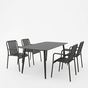 Τραπεζαρία Heven Vista pakoworld σετ 5τεμ μαύρο αλουμίνιο 150x80x72εκ