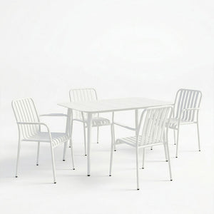 Τραπεζαρία Heven Vista pakoworld σετ 5τεμ λευκό αλουμίνιο 120x70x72εκ