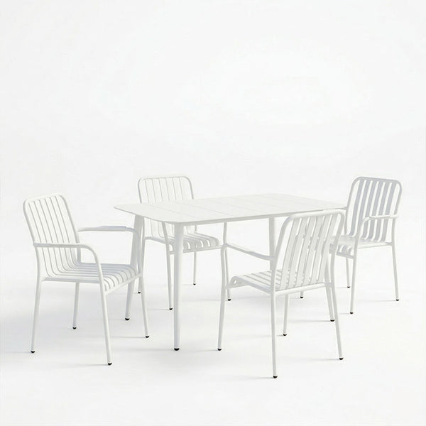 Τραπεζαρία Heven Vista pakoworld σετ 5τεμ λευκό αλουμίνιο 120x70x72εκ