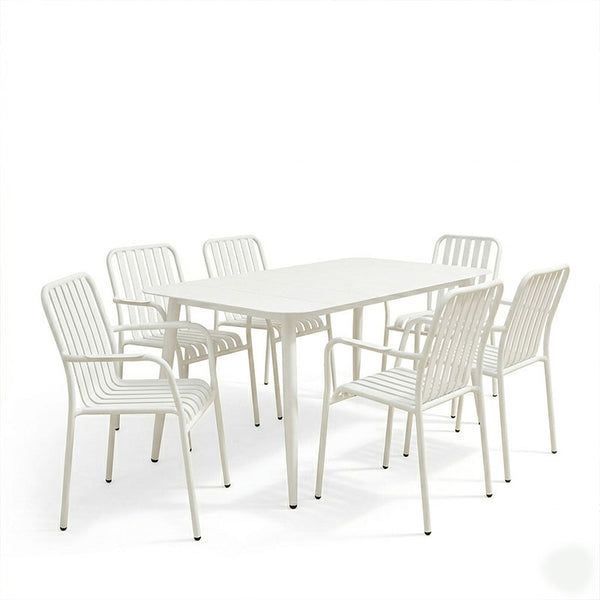 Τραπεζαρία Heven Vista pakoworld σετ 7τεμ λευκό αλουμίνιο 150x80x72εκ