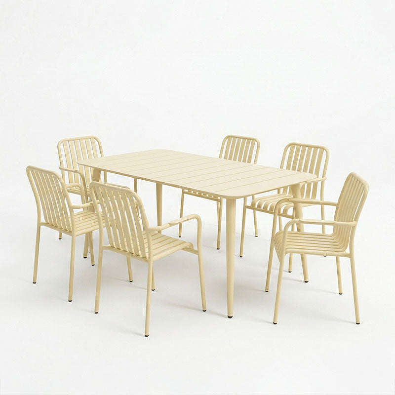 Τραπεζαρία Heven Vista pakoworld σετ 7τεμ σαμπανί αλουμίνιο 150x80x72εκ