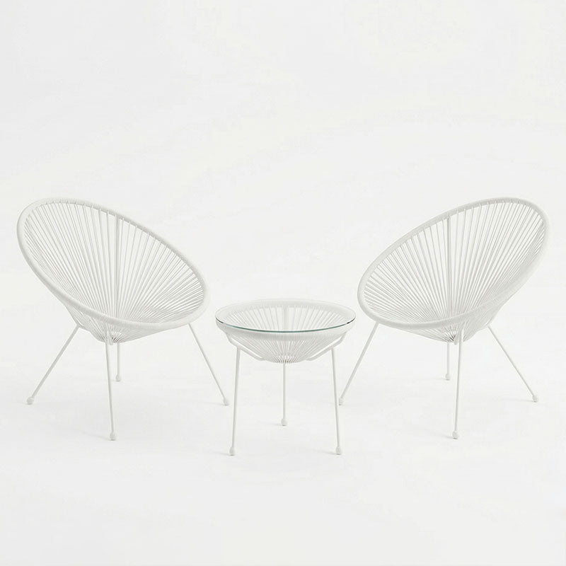 Σαλόνι Εξωτερικού Χώρου Acapulco pakoworld Σετ 3τεμ λευκό μέταλλο με pe rattan Φ50x52εκ