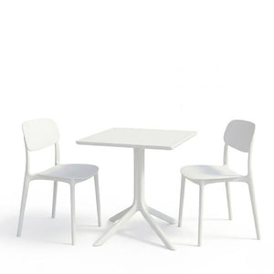 Τραπεζαρία Groovy Berdian pakoworld σετ 3τεμ λευκό PP 60x60x76εκ