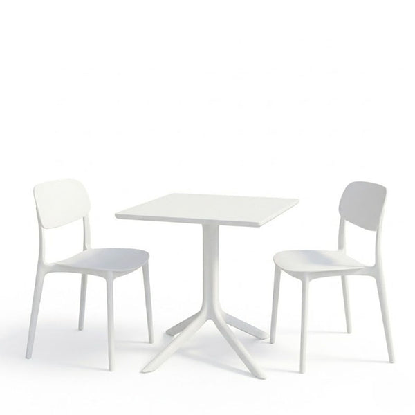 Τραπεζαρία Groovy Berdian pakoworld σετ 3τεμ λευκό PP 60x60x76εκ