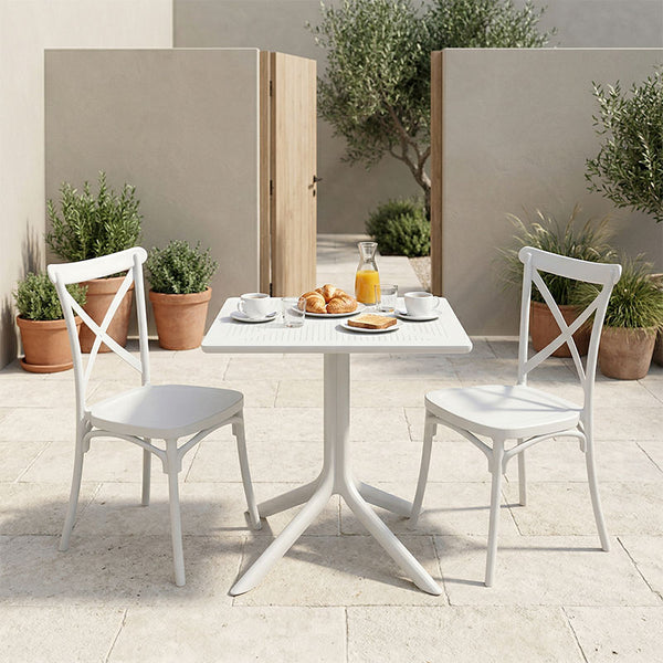 Τραπεζαρία Groovy Crossie pakoworld σετ 3τεμ λευκό PP 60x60x76εκ