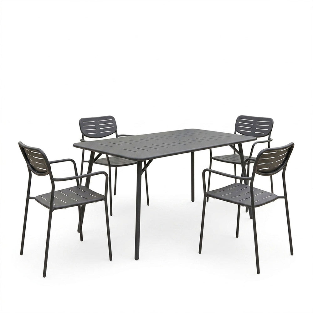 Τραπεζαρία Moraja Deraby pakoworld σετ 5τεμ μαύρο μέταλλο 140x80x72εκ