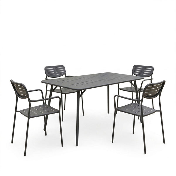 Τραπεζαρία Moraja Deraby pakoworld σετ 5τεμ μαύρο μέταλλο 140x80x72εκ