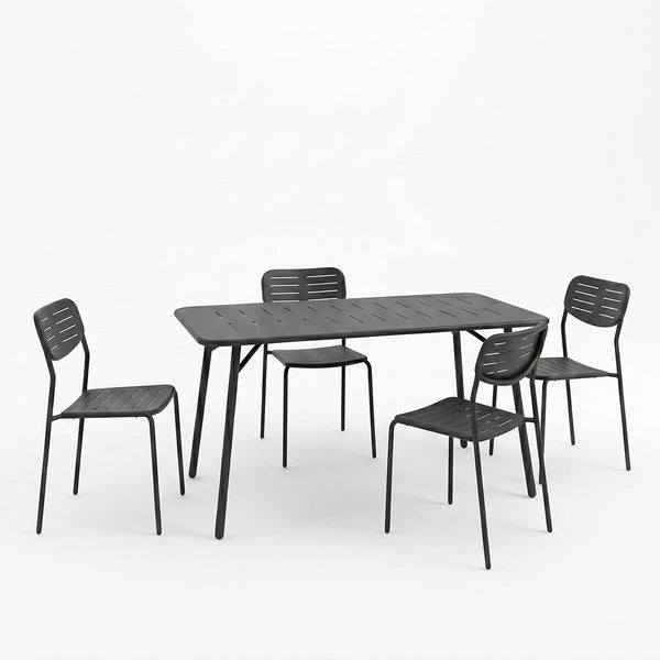 Τραπεζαρία Moraja Deraby Ι pakoworld σετ 5τεμ μαύρο μέταλλο 140x80x72εκ