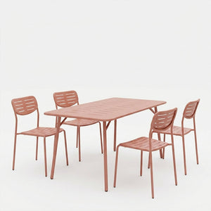Τραπεζαρία Moraja Deraby Ι pakoworld σετ 5τεμ terracotta μέταλλο 140x80x72εκ