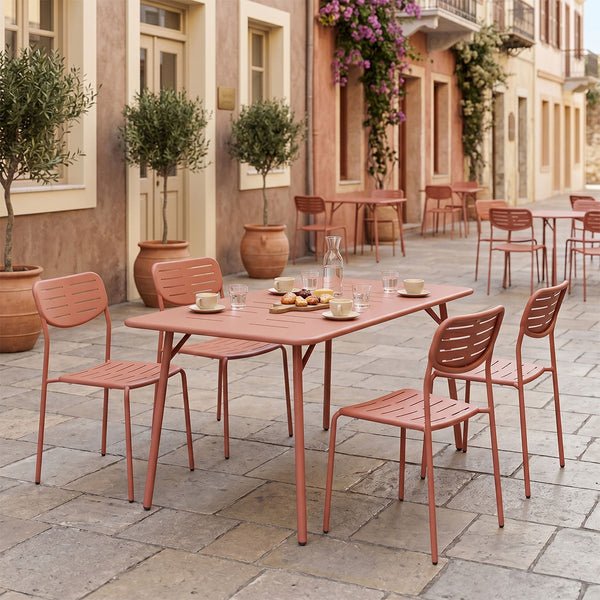Τραπεζαρία Moraja Deraby Ι pakoworld σετ 5τεμ terracotta μέταλλο 140x80x72εκ