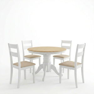 Τραπεζαρία Dallan Lars pakoworld 5τεμ λευκό rubberwood Φ100(+38)x100x75εκ