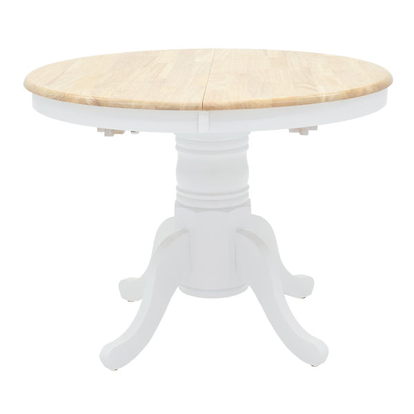 Τραπεζαρία Dallan Lars pakoworld 5τεμ λευκό rubberwood Φ100(+38)x100x75εκ