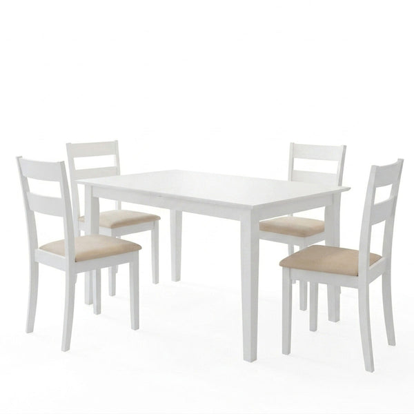 Τραπεζαρία Dallan Mabor pakoworld 5τεμ λευκό rubberwood 120-150x80x73