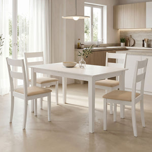 Τραπεζαρία Dallan Mabor pakoworld 5τεμ λευκό rubberwood 120-150x80x73