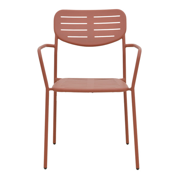 Πολυθρόνα Deraby pakoworld στοιβαζόμενη terracotta μέταλλο 56x45.5x83εκ