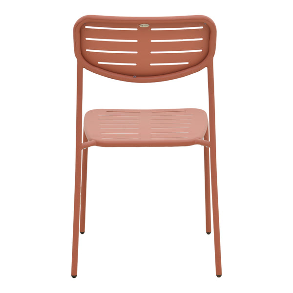 Καρέκλα Deraby pakoworld στοιβαζόμενη terracotta μέταλλο 52.5x45.5x83εκ