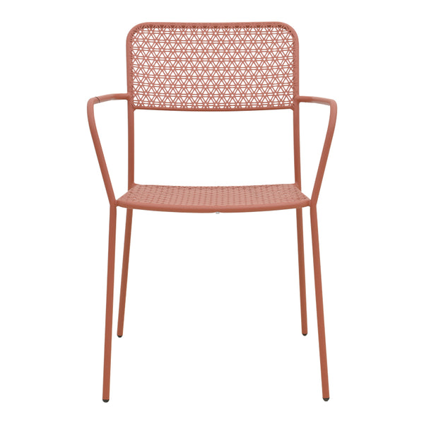 Πολυθρόνα Federal pakoworld στοιβαζόμενη terracotta μέταλλο 57x58x81.5εκ